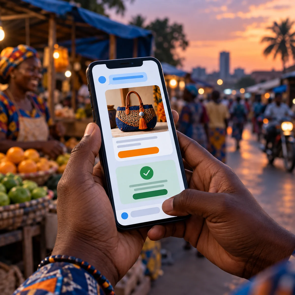 Une offre produit et une confirmation de paiement sur un téléphone